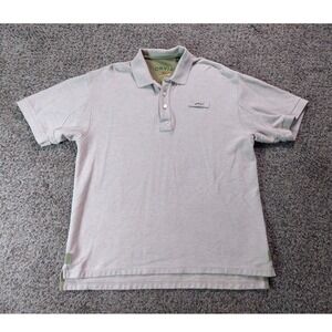 Orvis Short Sleeve Polo Shirt L Tan Mens Casual Outdoor 100% Cotton Pique Logo